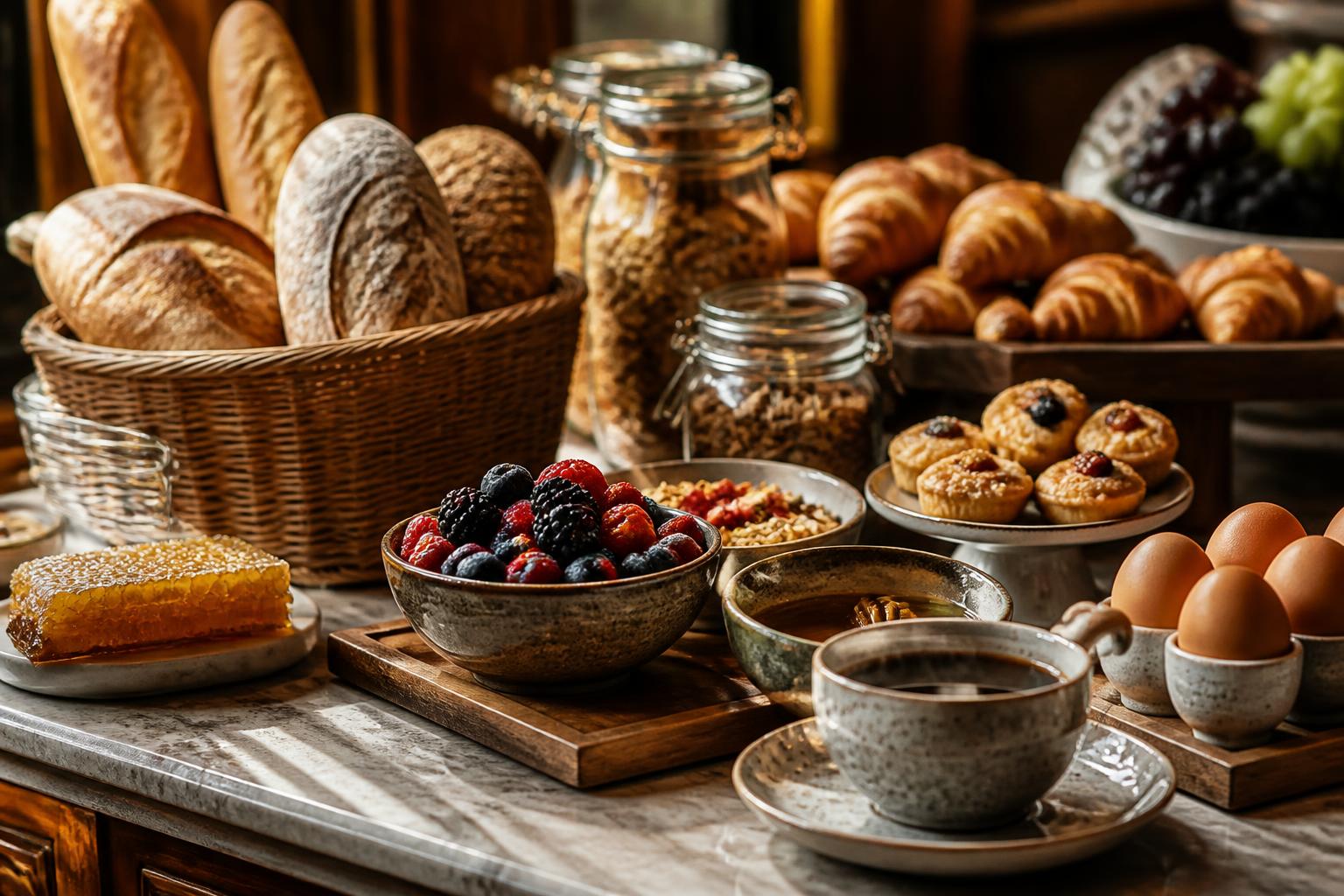 Buffet de café da manhã de luxo