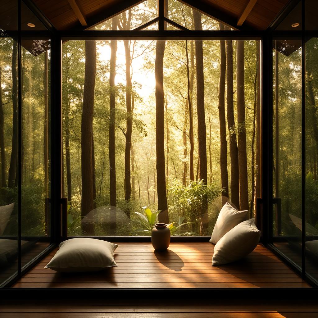 Pavilhão de meditação na mata